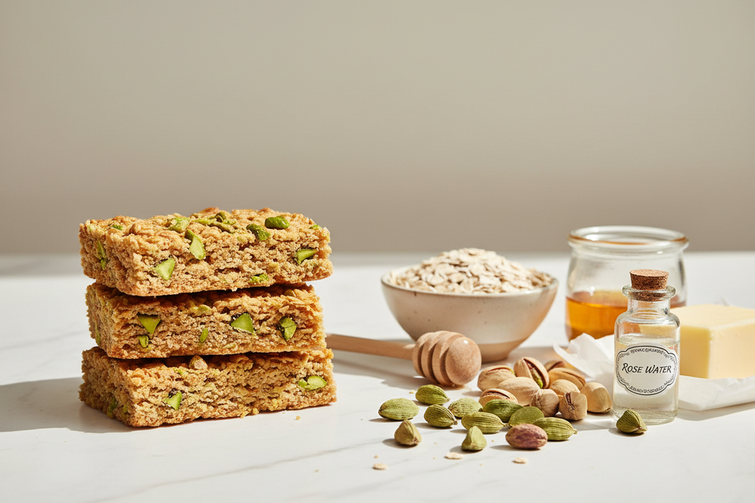 Pistachio Cardamom Oat Bars